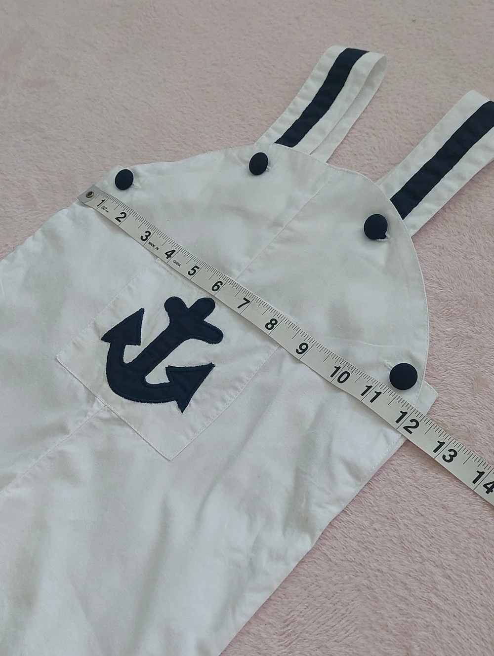 POWELL CRAFT White Nautical Shortalls with Anchor Accent NWOT